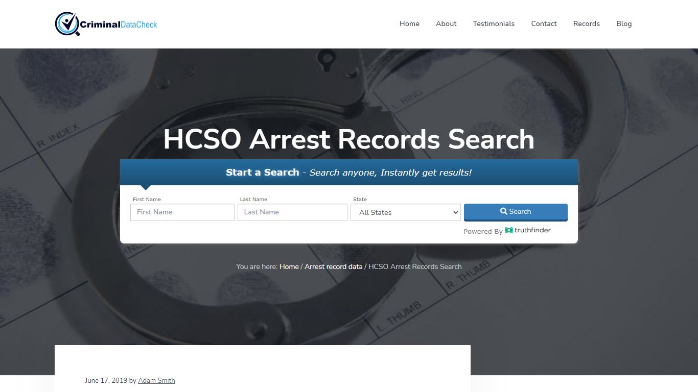 HCSO Arrest Records Search - Criminal Data Check